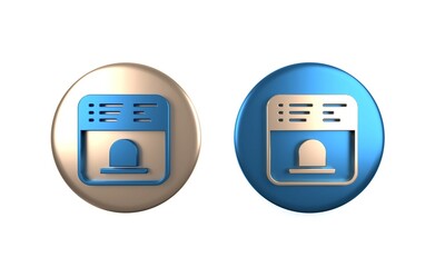 Colorful Ticket office to buy tickets for train or plane icon isolated on white background. Buying tickets. Ticket service. Circle button. 3D render illustration