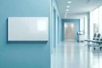 A large white sign is on a pole in front of a building