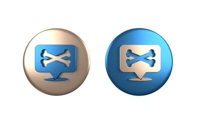 Colorful Location pirate icon isolated on white background. Circle button. 3D render illustration