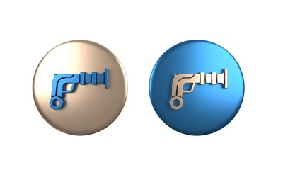 Colorful Vintage pistols icon isolated on white background. Ancient weapon. Circle button. 3D render illustration