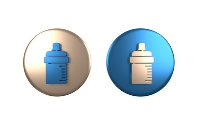 Colorful Baby bottle icon isolated on white background. Feeding bottle icon. Milk bottle sign. Circle button. 3D render illustration