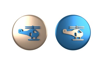 Obraz premium Colorful Helicopter aircraft vehicle icon isolated on white background. Circle button. 3D render illustration