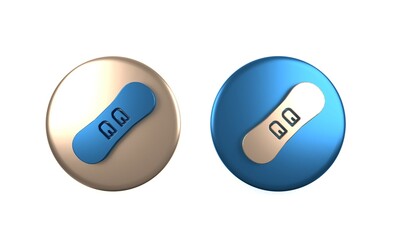 Colorful Snowboard icon isolated on white background. Snowboarding board icon. Extreme sport. Sport equipment. Circle button. 3D render illustration