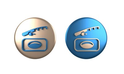 Colorful Winter fishing icon isolated on white background. Circle button. 3D render illustration
