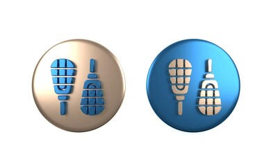 Colorful Snowshoes icon isolated on white background. Winter sports and outdoor activities equipment. Circle button. 3D render illustration