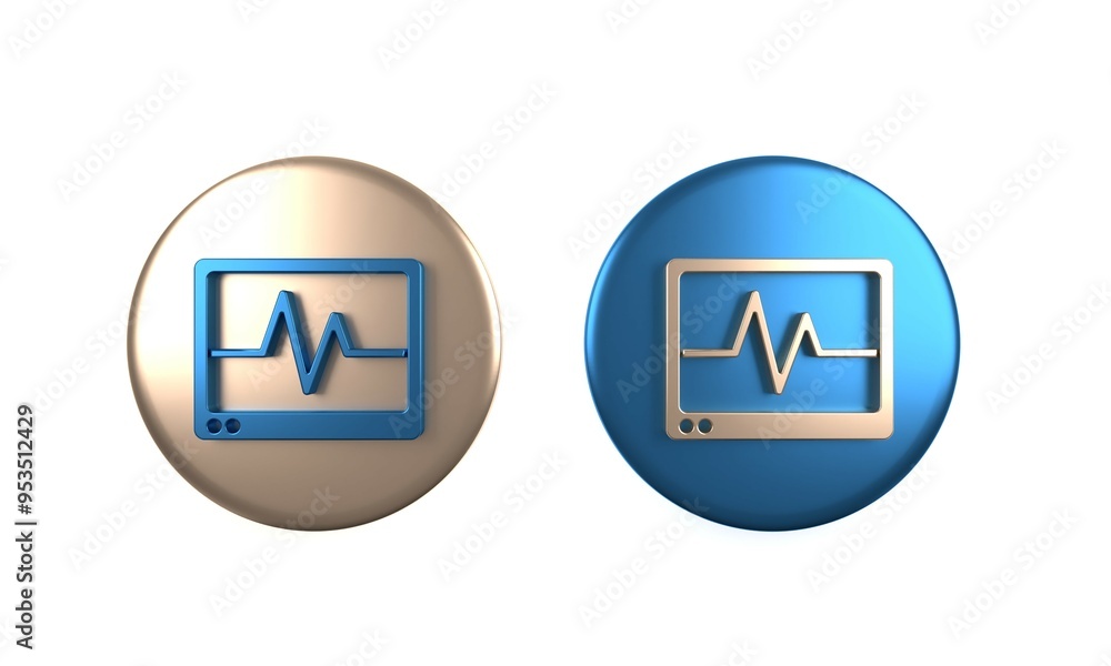 Poster colorful computer monitor with cardiogram icon isolated on white background. monitoring icon. ecg mo