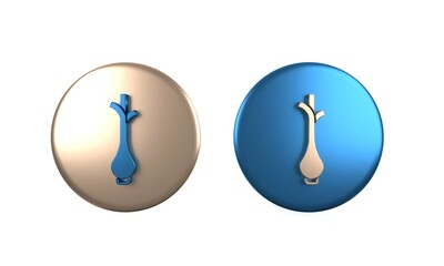 Colorful Bunch of fresh green onions icon isolated on white background. Circle button. 3D render illustration