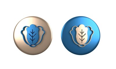 Colorful Fresh cabbage vegetable icon isolated on white background. Circle button. 3D render illustration