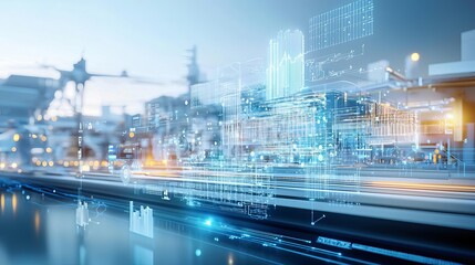 Fototapeta premium An advanced logistics facility where infrastructure optimization and intelligent machines come together to improve workflow and communication