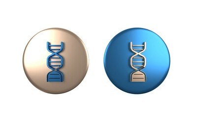 Colorful DNA symbol icon isolated on white background. Circle button. 3D render illustration