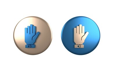 Colorful Firefighter gloves icon isolated on white background. Protect gloves icon. Circle button. 3D render illustration