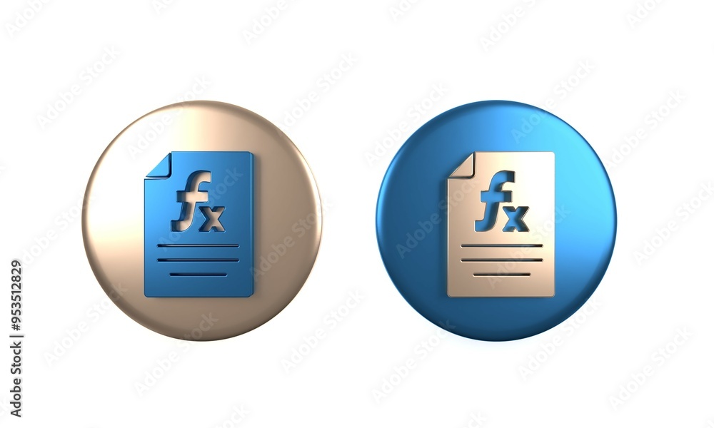 Poster colorful function mathematical symbol icon isolated on white background. circle button. 3d render il