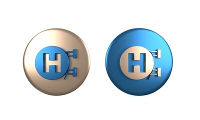 Colorful Hospital signboard icon isolated on white background. Circle button. 3D render illustration