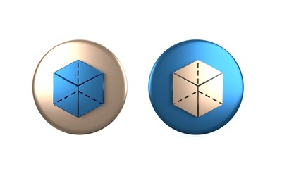 Colorful Geometric figure Cube icon isolated on white background. Abstract shape. Geometric ornament. Circle button. 3D render illustration