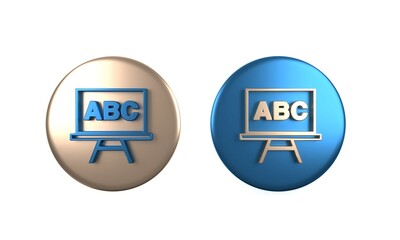 Colorful Chalkboard icon isolated on white background. School Blackboard sign. Circle button. 3D render illustration