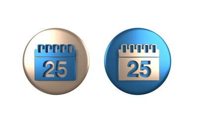 Colorful Calendar icon isolated on white background. Event reminder symbol. Circle button. 3D render illustration