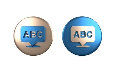 Colorful Alphabet icon isolated on white background. Circle button. 3D render illustration