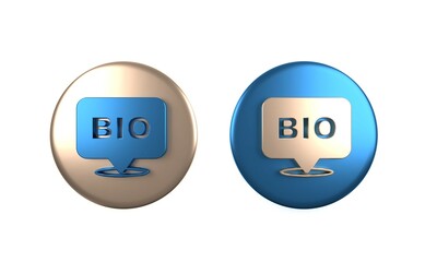 Colorful Bio green healthy food icon isolated on white background. Organic product. Healthy food sticker. Circle button. 3D render illustration