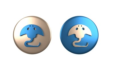Colorful Stingray icon isolated on white background. Circle button. 3D render illustration