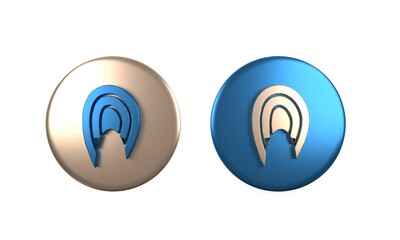 Colorful Fish steak icon isolated on white background. Circle button. 3D render illustration