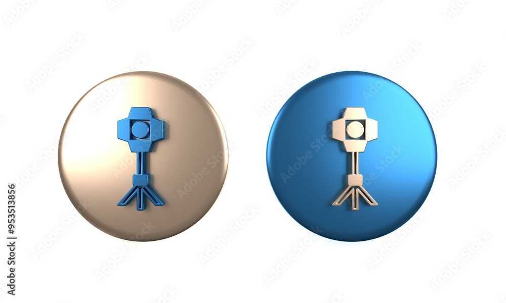 Poster colorful studio light bulb in softbox icon isolated on white background. shadow reflection design. c
