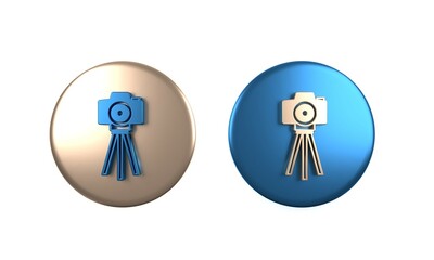 Colorful Photo camera icon isolated on white background. Foto camera. Digital photography. Circle button. 3D render illustration