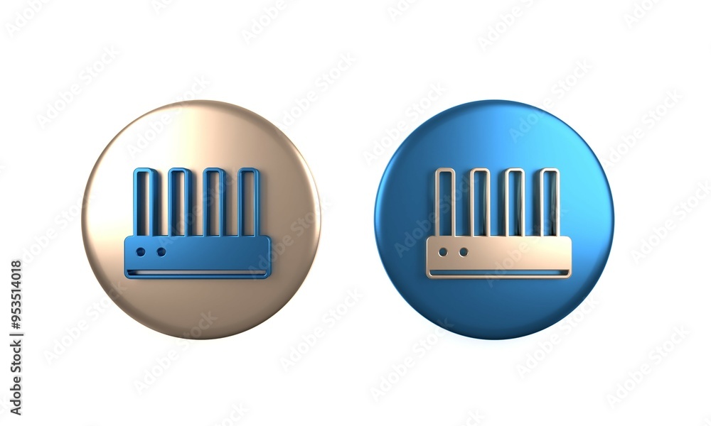 Poster colorful router and wi-fi signal icon isolated on white background. wireless ethernet modem router. 