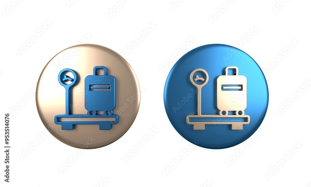 Poster colorful scale with suitcase icon isolated on white background. logistic and delivery. weight of del