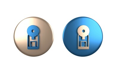 Colorful Smart coffee machine system icon isolated on white background. Internet of things concept with wireless connection. Circle button. 3D render illustration