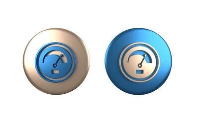 Colorful Speedometer icon isolated on white background. Circle button. 3D render illustration