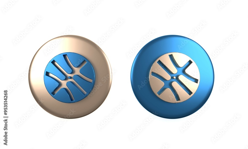 Canvas Prints colorful basketball ball icon isolated on white background. sport symbol. circle button. 3d render i