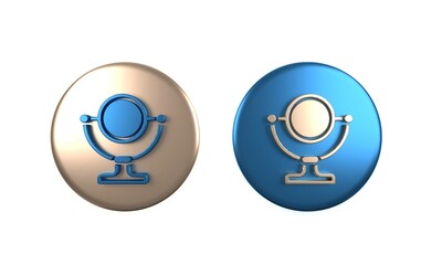 Colorful Round makeup mirror icon isolated on white background. Circle button. 3D render illustration