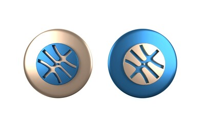 Colorful Basketball ball icon isolated on white background. Sport symbol. Circle button. 3D render illustration
