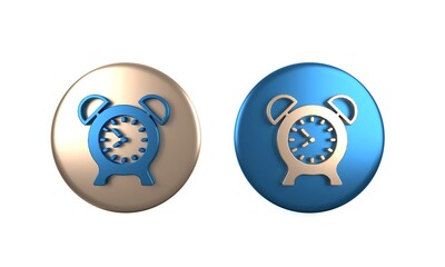 Colorful Alarm clock icon isolated on white background. Wake up, get up concept. Time sign. Circle button. 3D render illustration