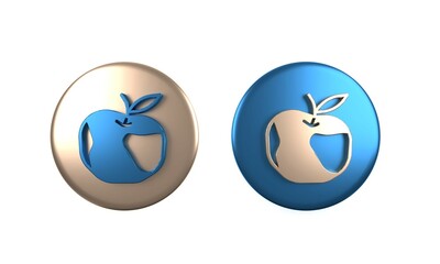 Colorful Apple icon isolated on white background. Excess weight. Healthy diet menu. Fitness diet apple. Circle button. 3D render illustration