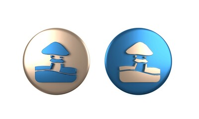 Colorful Mushroom icon isolated on white background. Circle button. 3D render illustration