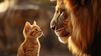 Lion and Kitten Close Up Portrait   Wildlife Photography