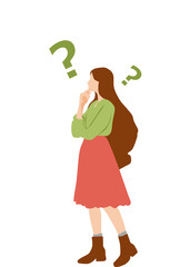 考え事をする女性のイラスト