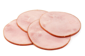 Traditional German boiled Ham, isolated on a white background. Close-up.