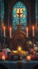 Fototapeta premium Eucharistic Host Altar Display Christianity Religion Spiritual Symbol