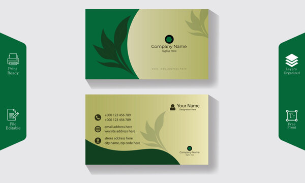 Sleek business card with minimalist design and green color scheme card that reflects your professionalism.