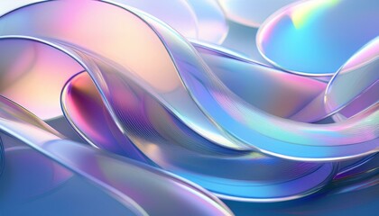 3d render abstract light blue curve frosted glass pattern with a gradient color on blue background. 3d holographic ribbon glass morphism wave line isolated on abstract background render. 