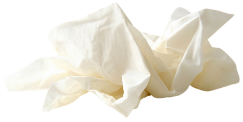 Isolated tissue paper wipe, soft and hygienic, cleaning and wiping. Wrinkled disposable napkin with crumpled texture, ideal for and hygiene purposes