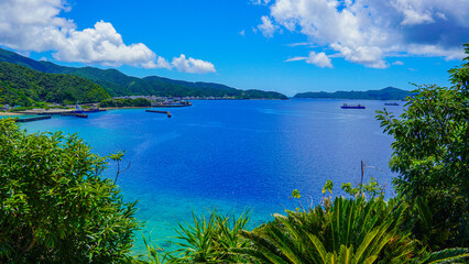 日本の鹿児島県奄美大島で見える海の風景