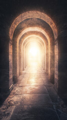 A celestial archway beckons, its ethereal light illuminating the path ahead, promising hope and a new beginning.