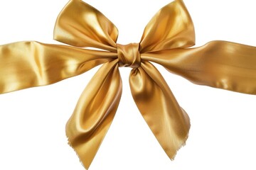 golden bow made from silk ribbon isolated