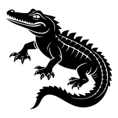 Alligator Black silhouette vector illustration Isolated on a white background