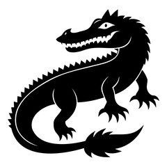 Alligator Black silhouette vector illustration Isolated on a white background