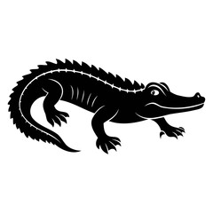 Alligator Black silhouette vector illustration Isolated on a white background