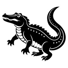 Alligator Black silhouette vector illustration Isolated on a white background